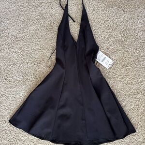Zara Elegant Black Halter Mini Dress